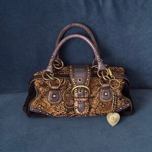 Vintage Nine West Paisley Brown Boho
 Velvet Shoulder bag